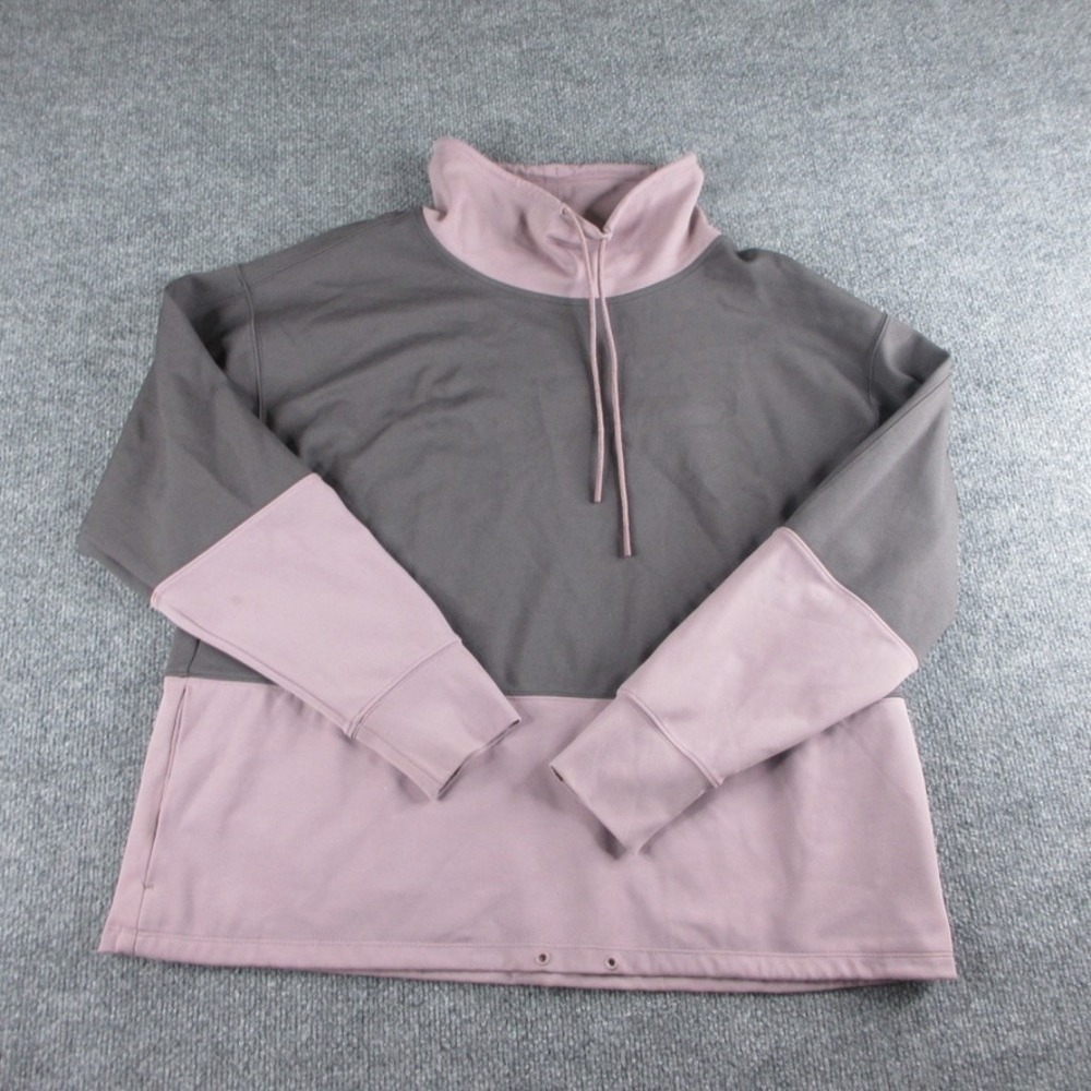 Athleta Sweatshirt Womens S Pink Gray Hermosa Mock Neck Pullover Stretch Gym